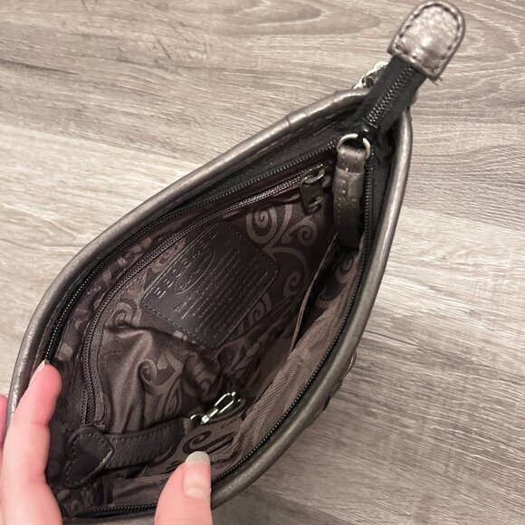 Brighton Metallic Faux Snakeskin Leather Bardot Handbag - Picture 3 of 4